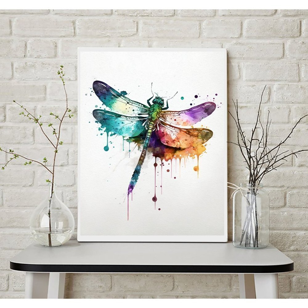 8x10 Dragonfly Watercolor Oil Painting Art‎ Print